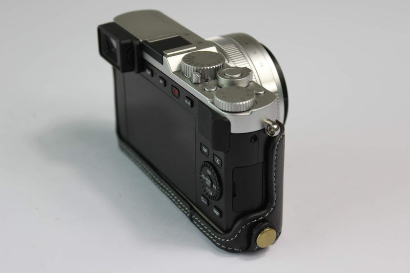 BolinUS D-Lux 7 Case, BolinUS Handmade Genuine Real Leather Half Camera Case Bag Cover for Leica D-Lux 7 Bottom Opening Version + Hand Strap (Black) - Image 3